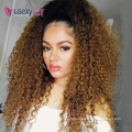 Ombre human hair wig 30 inches 100% cheveux curly wig transparent cheap lace front Brazilian hair virgin human ombre wig